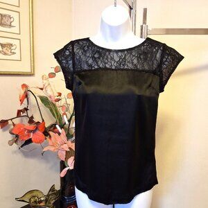NWOT Tiger of Sweden Black Sexy Lace Top for Women Short Sleeve Luxury Tank Tops